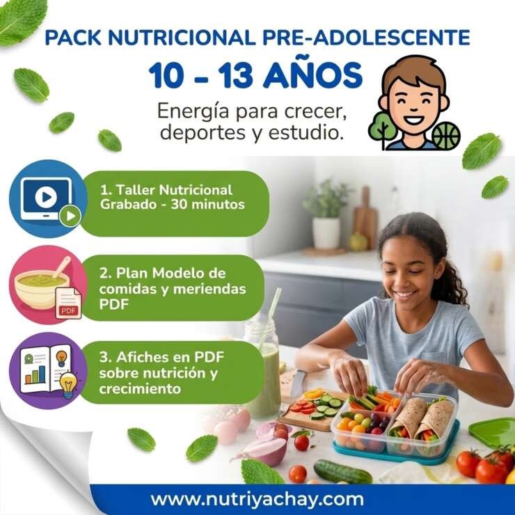Pack Preadolescencia: Guía y Taller de Alimentación para Chicos y Chicas de 10 a 13 Años 🏃‍♂️