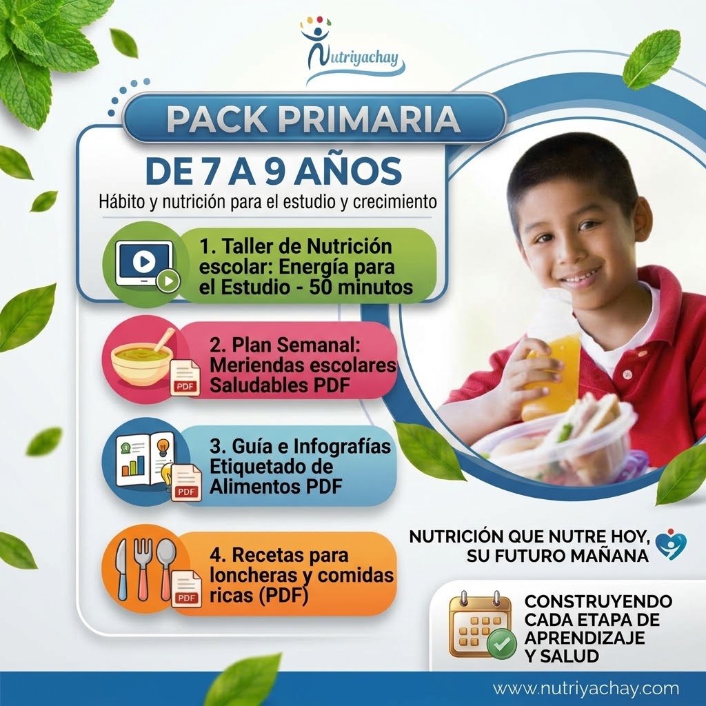 Pack Primaria: Guía y Taller de Alimentación para Niños de 7 a 9 Años 📚